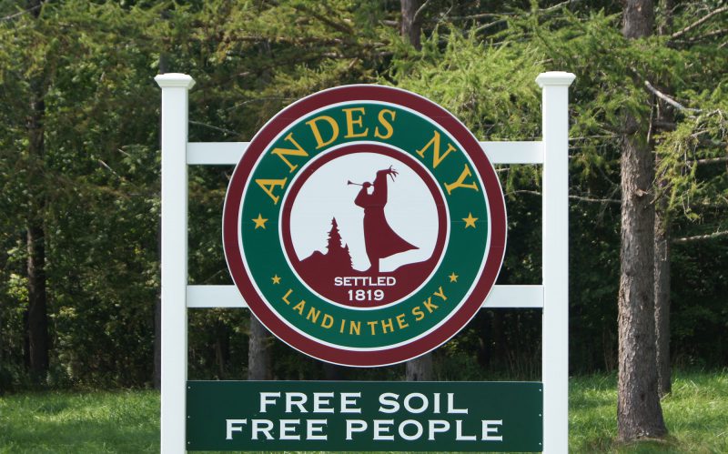 The Town of Andes New York Sign